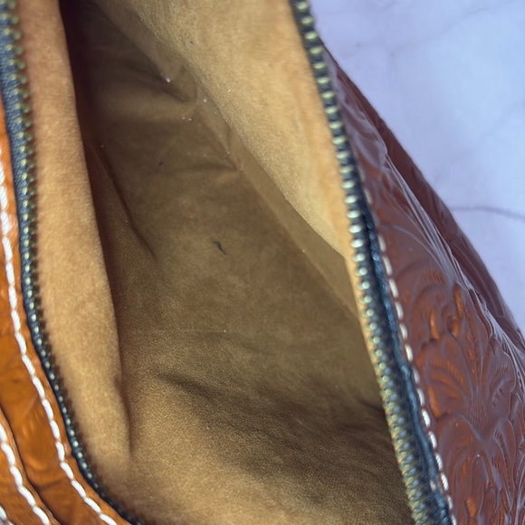 Patricia Nash Tooled Leather Tote Bag - Cognac Brown EUC - Picture 8 of 13
